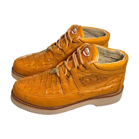 Los Altos Genuine Gator W/Ostrich Casual Shoe/Boot in Buttercup Lace Up SZ 7.5 main image 4